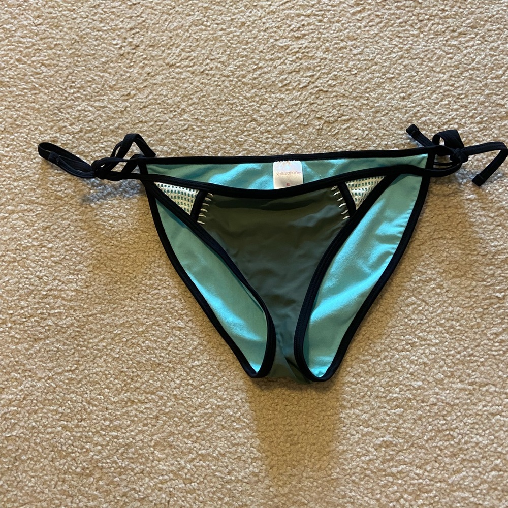 Green and White Lace/Net Bikini Bottoms